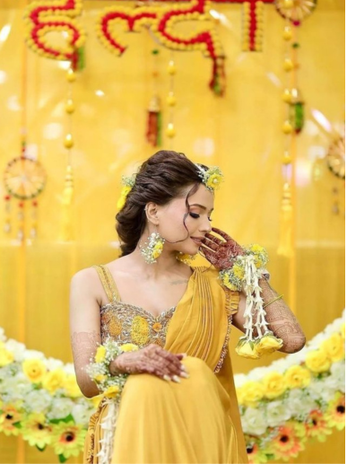 Sun-Kissed Haldi Ceremony Floral Glow